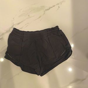 LULULEMON Run Hotty Hot Gray Stripped Athletic Shorts